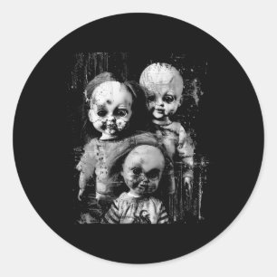 Haunted Creepy Doll Horror Toy Halloween Goth Alt Classic Round Sticker