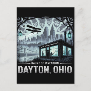 Haunted Dayton Ohio Gothic Skyline Design Holiday Postcard