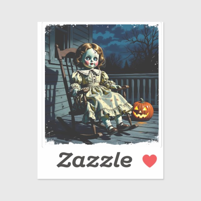 Haunted Doll and Halloween Pumpkin Sticker (Sheet)