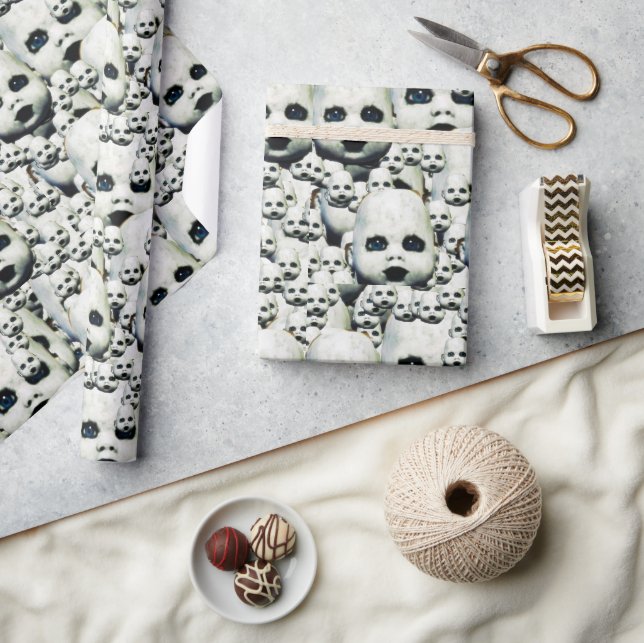 Haunted doll head art wrapping paper (Crafts)