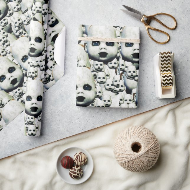 Haunted doll head art wrapping paper (Crafts)