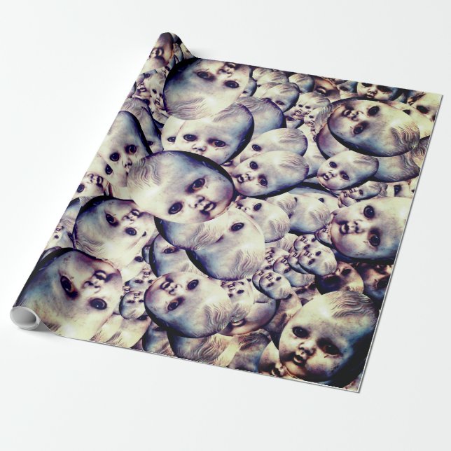 Haunted dolly wrapping paper (Unrolled)
