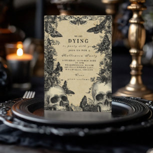 Haunted Elegance Skull and Moth Gothic Party Invitation