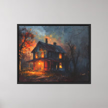 Haunted Farmhouse at Dusk Oil Painting