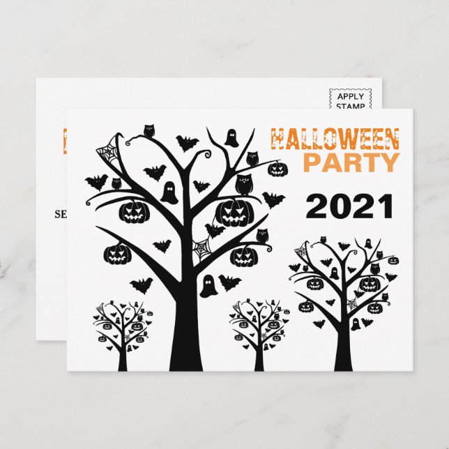 Haunted Forest Halloween Invitation Postcard (Front/Back)