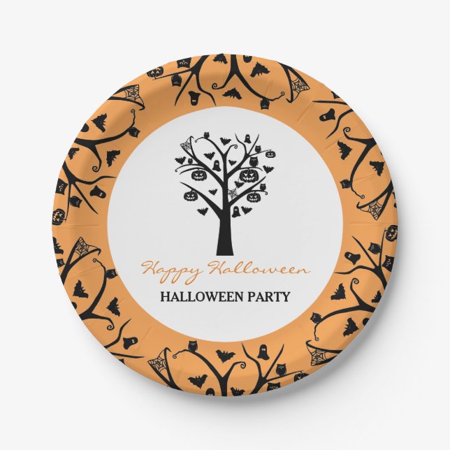Haunted Forest, Halloween Paper Plates (Front)