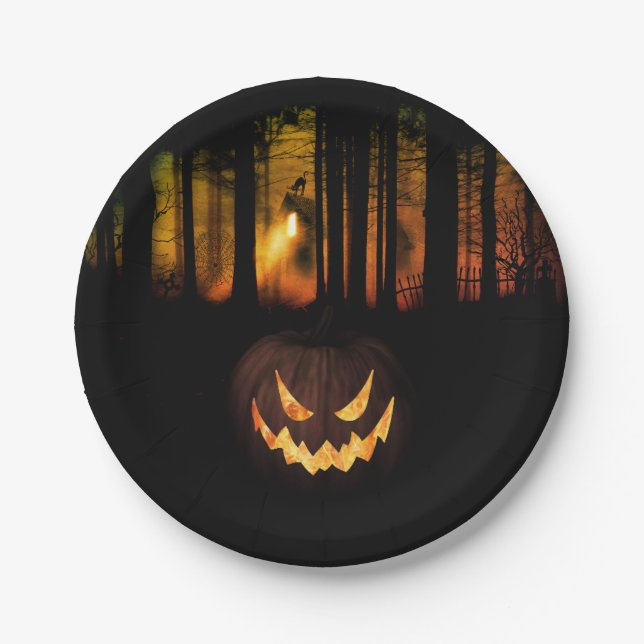 Haunted Forest Halloween  Paper Plates (Front)