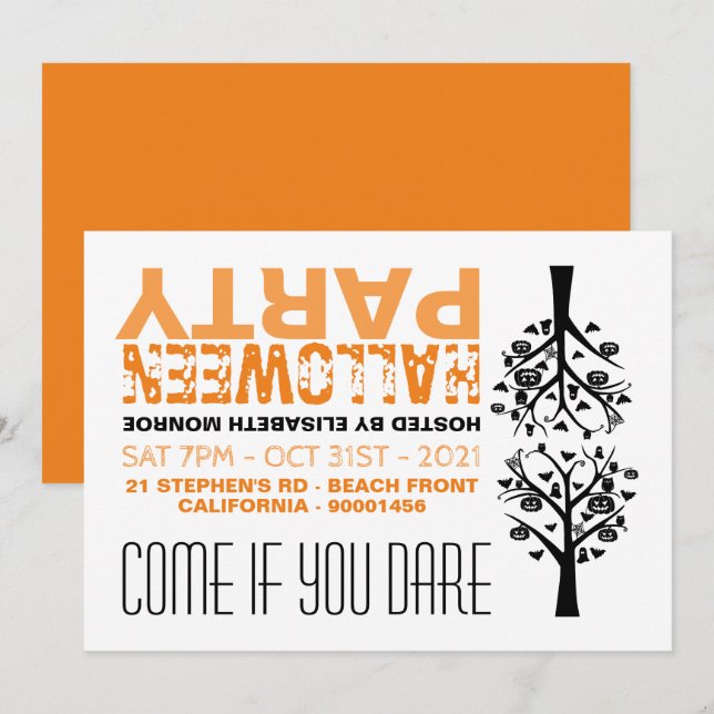 Haunted Forest Mirrored Halloween Party Invitation (Front/Back)