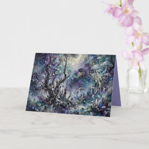 Haunted Forest Mystical Surreal Trees Mushrooms Card