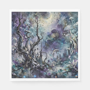 Haunted Forest Mystical Surreal Trees Mushrooms Napkins
