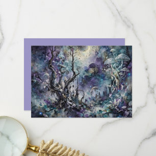 Haunted Forest Mystical Surreal Trees Mushrooms Thank You Card