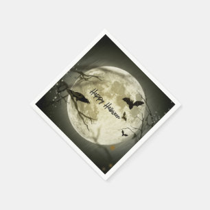 Haunted Full Moon Halloween Party Paper Napkins