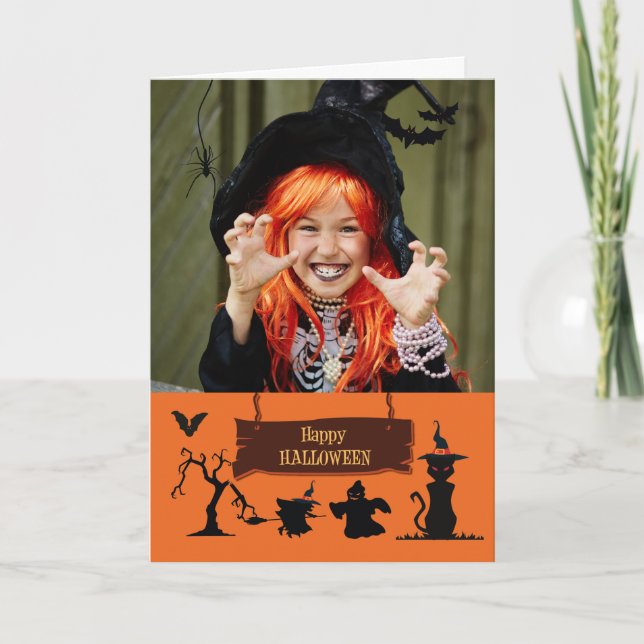 Haunted Fun Halloween Customizable Photo Card (Front)