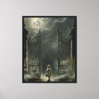 Haunted Gates Under the Moon–Gothic Canvas WallArt Print