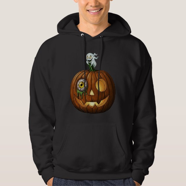 Haunted Ghost & Dripping Eyeball Jack-O-Lantern Hoodie (Front)