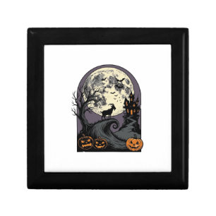 Haunted Goat Moon Vintage Halloween Silhouette Art Gift Box