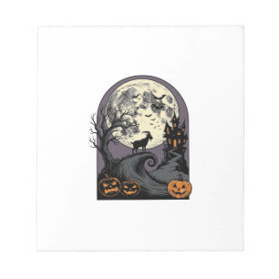 Haunted Goat Moon Vintage Halloween Silhouette Art Notepad