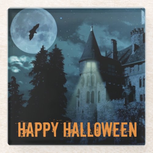 Haunted Goth Mansion Halloween   Glass Coaster