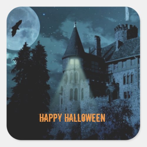 Haunted Goth Mansion Halloween  Square Sticker