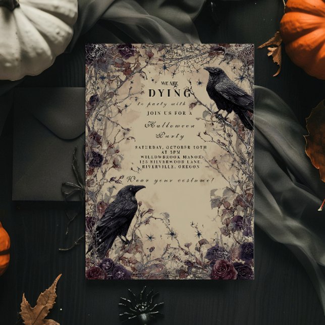 Haunted Gothic Crow Halloween Night Invitation (Creator Uploaded)