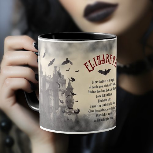 Haunted Gothic Draculas Castle Vintage Halloween Mug