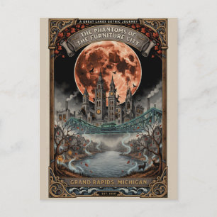 Haunted Grand Rapids, MI Vintage Horror Travel Postcard