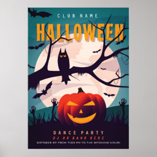 Haunted graveyard dance party promotional club poster