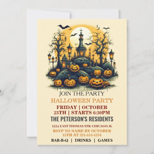 Haunted Graveyard Halloween Party Invitations