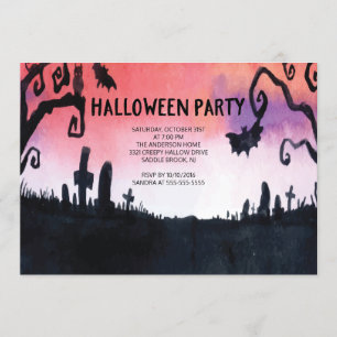 Haunted Graveyard Halloween Party Invitations