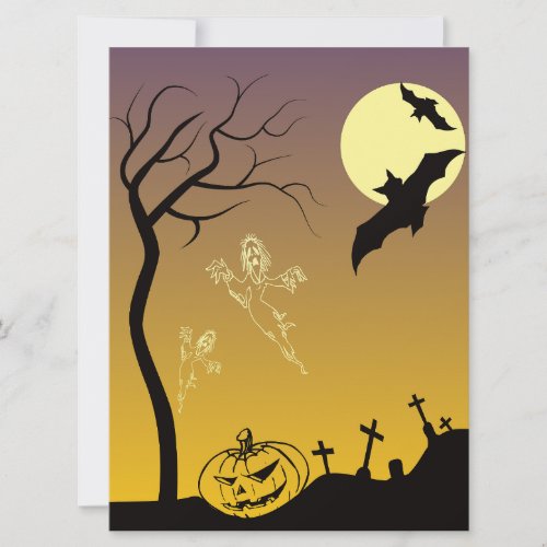 Haunted Graveyard Halloween Scene Halloween Card