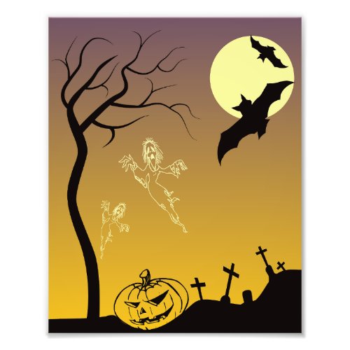 Haunted Graveyard Halloween Scene Halloween Photo Print