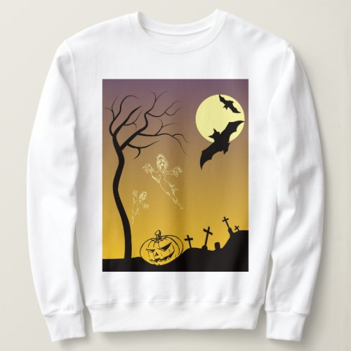 Haunted Graveyard Halloween Scene Halloween Sweatshirt