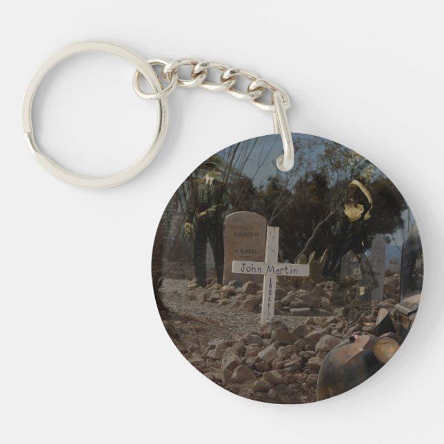 Haunted Graveyard in Tombstone Keychain (Front)