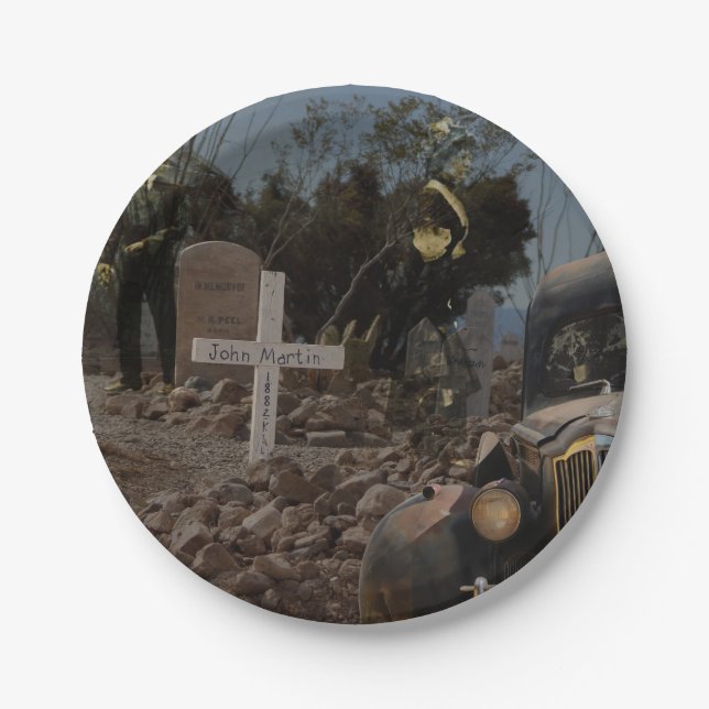 Haunted Graveyard in Tombstone Paper Plates (Front)