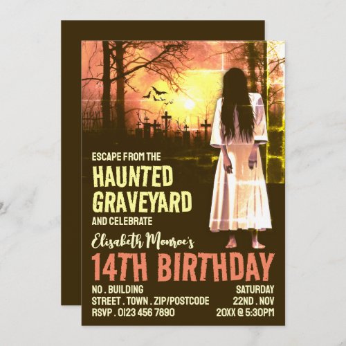 Haunted Graveyard Theme Escape Room Birthday Party Invitation