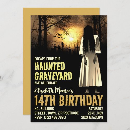 Haunted Graveyard Theme Escape Room Birthday Party Invitation