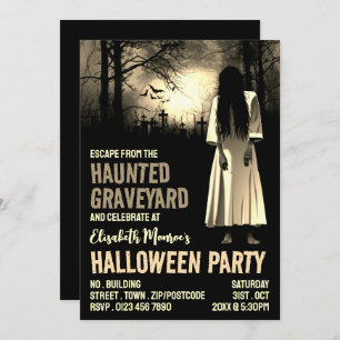 Haunted Graveyard Theme Escape Room Halloween Invitation