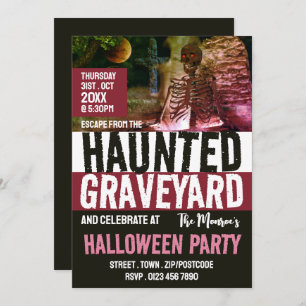 Haunted Graveyard Theme Escape Room Halloween Invitation