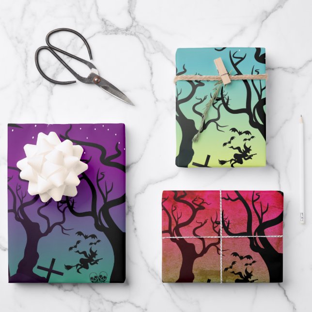 Haunted graveyard with gravestones Halloween Wrapping Paper Sheets (Front)