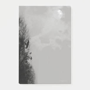 Haunted Gray Sky with Moon and Ravens Stickie Post-it Notes