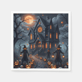 Haunted Halloween castle Napkins