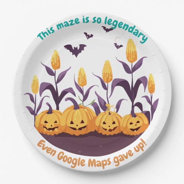 Haunted Halloween Corn Field Paper Plates (Front)