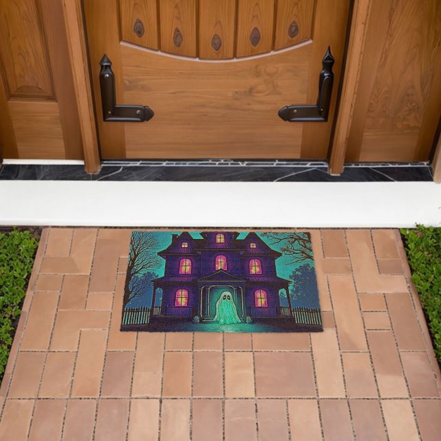 Haunted Halloween Ghost House Design Fiber Doormat (Insitu (Outdoor))