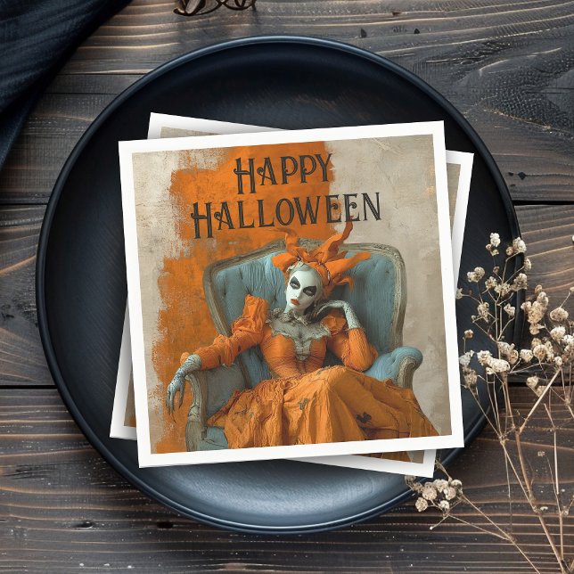 Haunted Halloween Gothic Woman in Orange Napkins (Creator Uploaded)