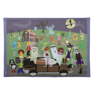 Haunted Halloween Graveyard Party Cloth Placemat