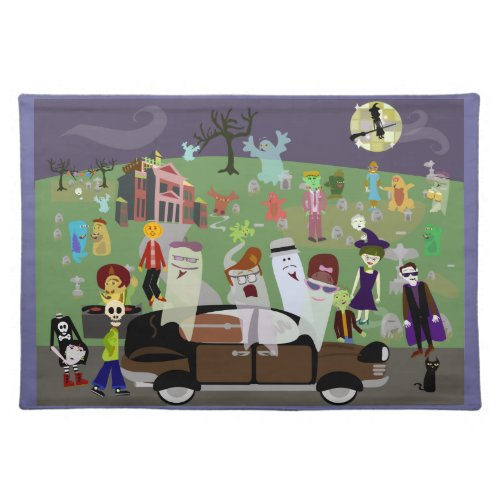 Haunted Halloween Graveyard Party Cloth Placemat