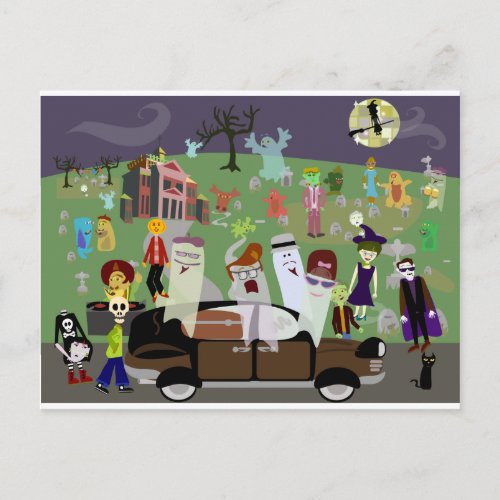 Haunted Halloween Graveyard Party Invitation Postcard