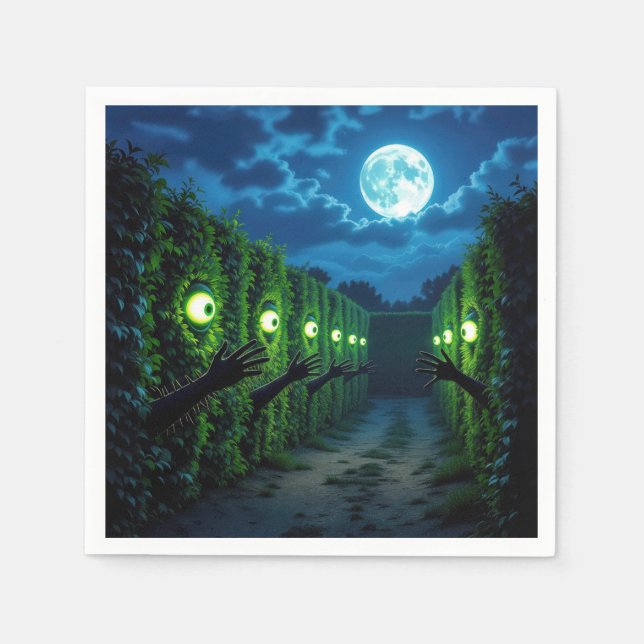 Haunted Halloween Hedge Horror Napkins (Front)
