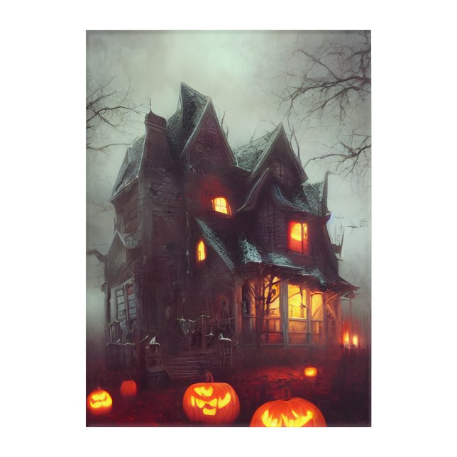 Haunted Halloween House Acrylic Print (Front)