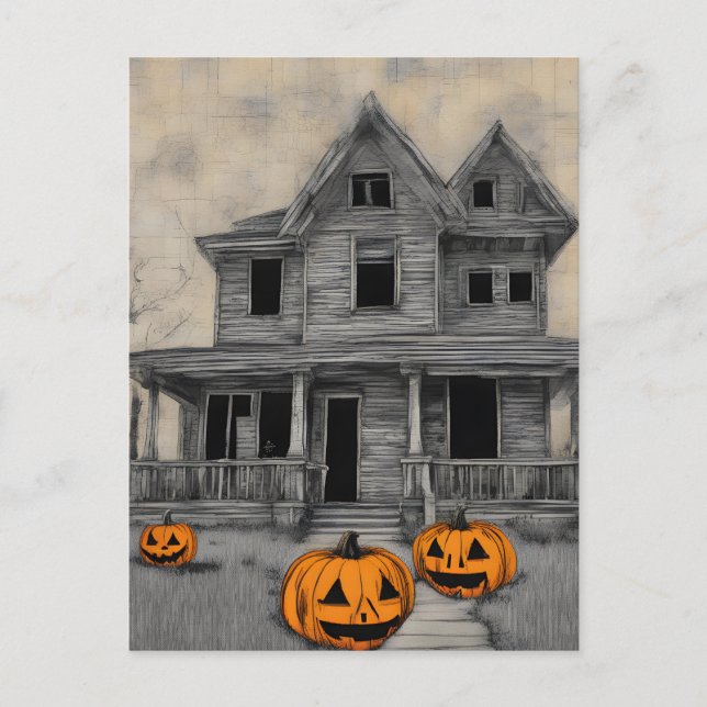 Haunted Halloween house Postcard (Front)